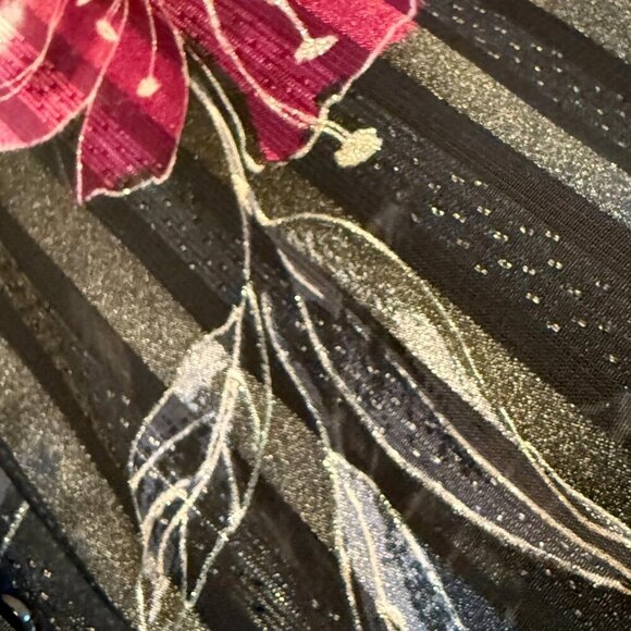 Vintage Womens Top Black Floral Sheer by Alfred Dunner - Size 14 - Picture 5 of 8